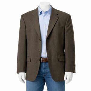 Linea Mens Wool Blazer Size 48T Brown Suit Jacket Classic Made In Canada VTG